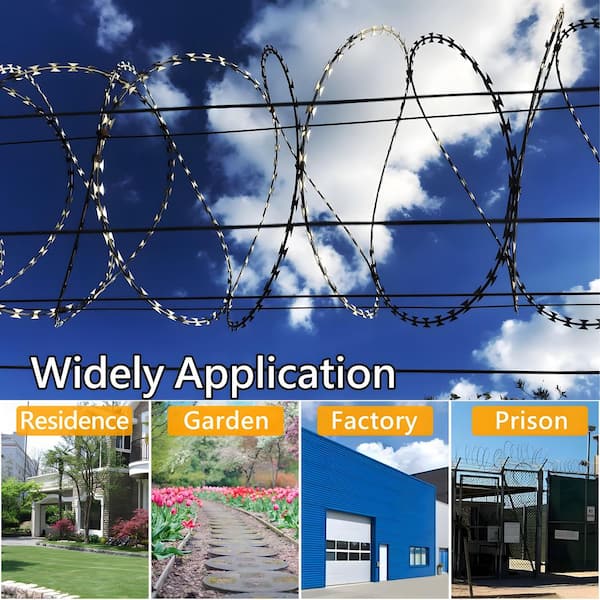 328 ft. High-Tensile Galvanized Steel Barbed Wire Fencing with Non-Rusting Wire Razor, Useful Protection for Garden