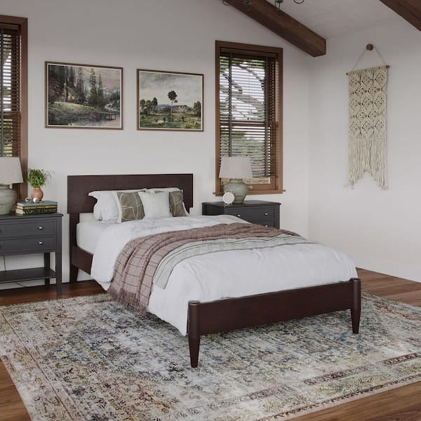 AFI Aria Black Espresso Solid Wood Frame Twin XL Modern Low Profile Platform Bed