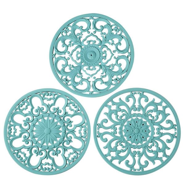 8 in. Thick Silicone Trivet Mat for Kitchen Hot Dishes, Hot Pots and Pans, Pot Holder, Turquoise (3-Pack)