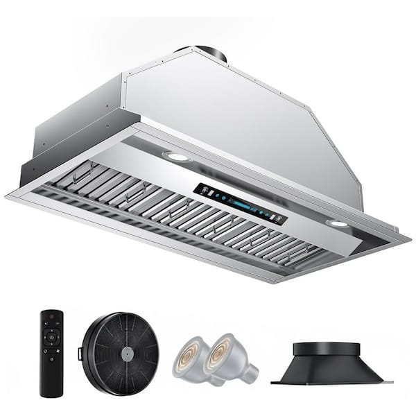 42 in. 900 CFM Convertible Ductless to Ducted Insert Range Hood in Stainless Steel with Gesture,Touch and Remote Control