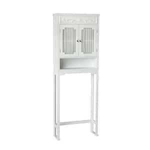 Lisbon 24 in. W x 67 in. H x 7.5 in. D White Wooden Over-the-Toilet Storage with Adjustable Shelf