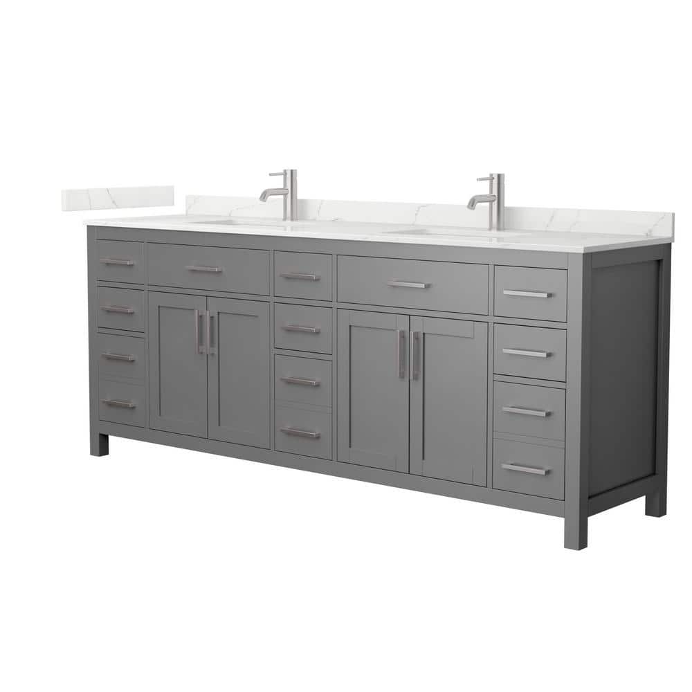 Beckett 84 in. Double Freestanding Dark Gray Bath Vanity with Giotto Quartz Top (Assembled) price history on PriceWatchPro