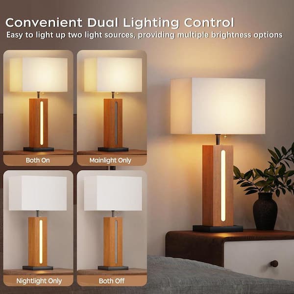 HAITRAL Industrial Table Lamps Set Of 2 - Modern Black Bedside Lamp