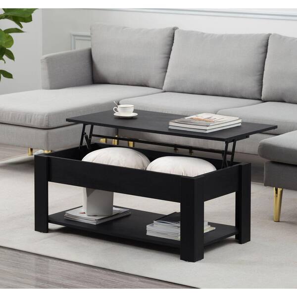 Sparta Black Lift Top Extendable Coffee Table with Storage Millwood Pines Color: Black