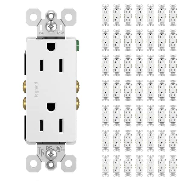 radiant 15 Amp 125-Volt Tamper Resistant Duplex Decorator Outlet, White (50 Pack)