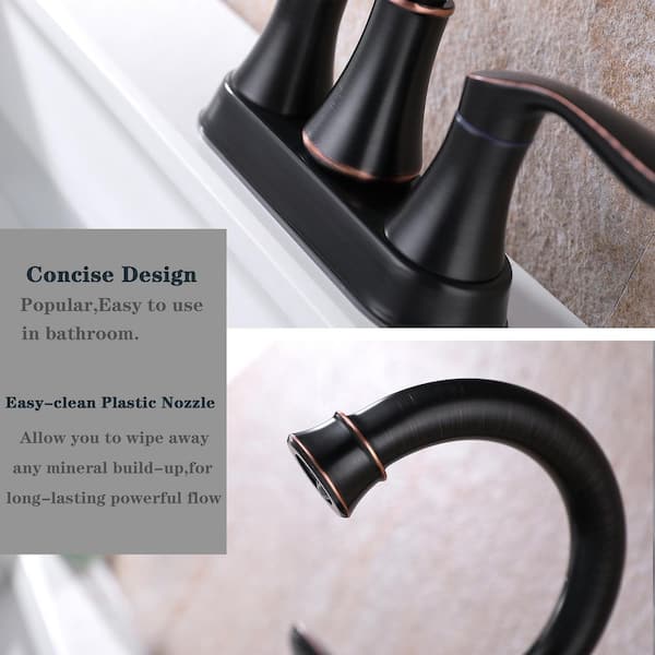 4 in.Centerset 2-Handle Bathroom Faucet, Bathroom Vanity Sink Faucets with Pop-up Drain Oil Rubbed Bronze