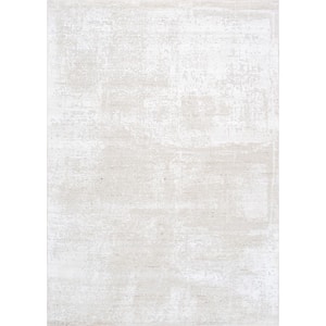 Amari Ivory 5 ft. x 8 ft. Abstract Bamboo Silk and Wool Area Rug