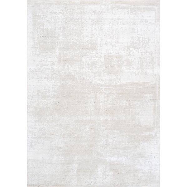 Pasargad Home Amari Ivory 5 ft. x 8 ft. Abstract Bamboo Silk and Wool Area Rug PDC137I 5x8