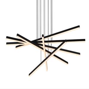Sirius 93.88-Watt Integrated LED Height Adjustable Black Pendant with 6 LED Planks 32 in. Long