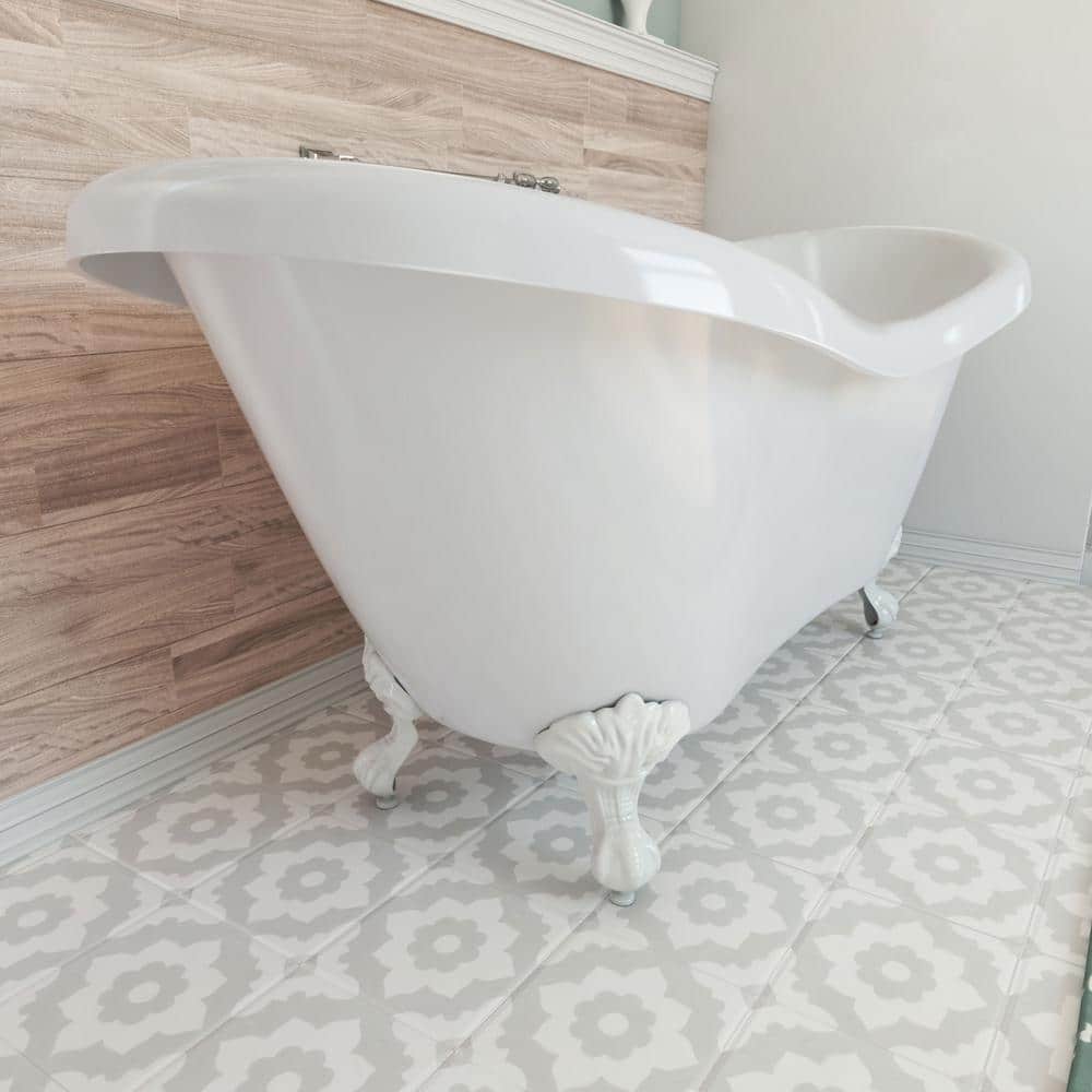 Elegant White Acrylic Clawfoot Freestanding Bathtub