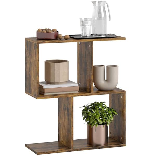 19.7 in. Rustic Brown S-Shape Wood End Table