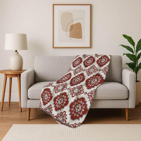 Premium Machine Washable ASB878 Red 50 in. x 70 in. Sherpa Throw Blanket