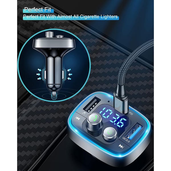 OBJLGEV USB C Bluetooth Adapter Car Transmitter Handsfree Calling Audio Receiver Music Player QC3.0 PD Charger 7 Colors LED