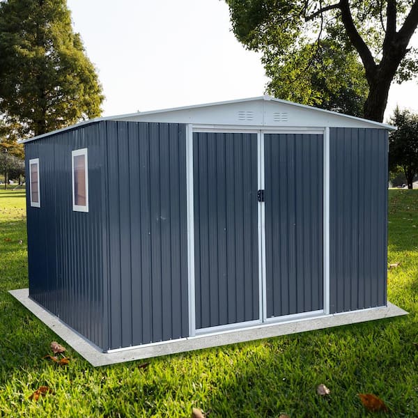 12 ft. W x 10 ft. D Metal Shed with Windows, Vents and Double Door (120 sq. ft.)