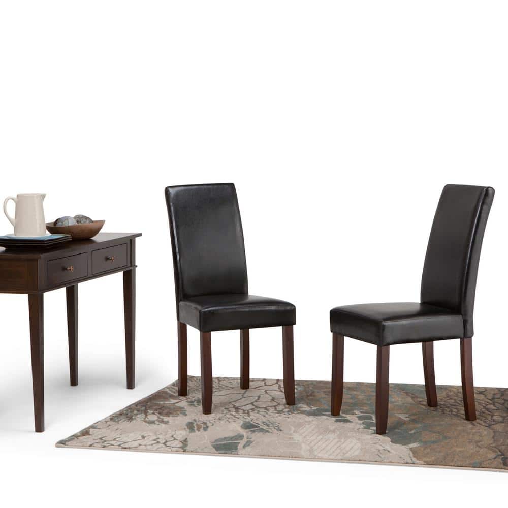 Acadian Midnight Black Faux Leather Upholstered Parsons Side Chair