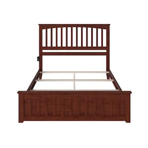 Mission Walnut Queen Solid Wood Traditional Bed with Matching Footboard and Attachable Turbo Device Charger