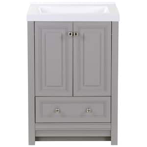 Brinkhill 25 in. W x 22 in. D Bath Vanity in Sterling Gray with Cultured Marble Vanity Top in White with White Sink