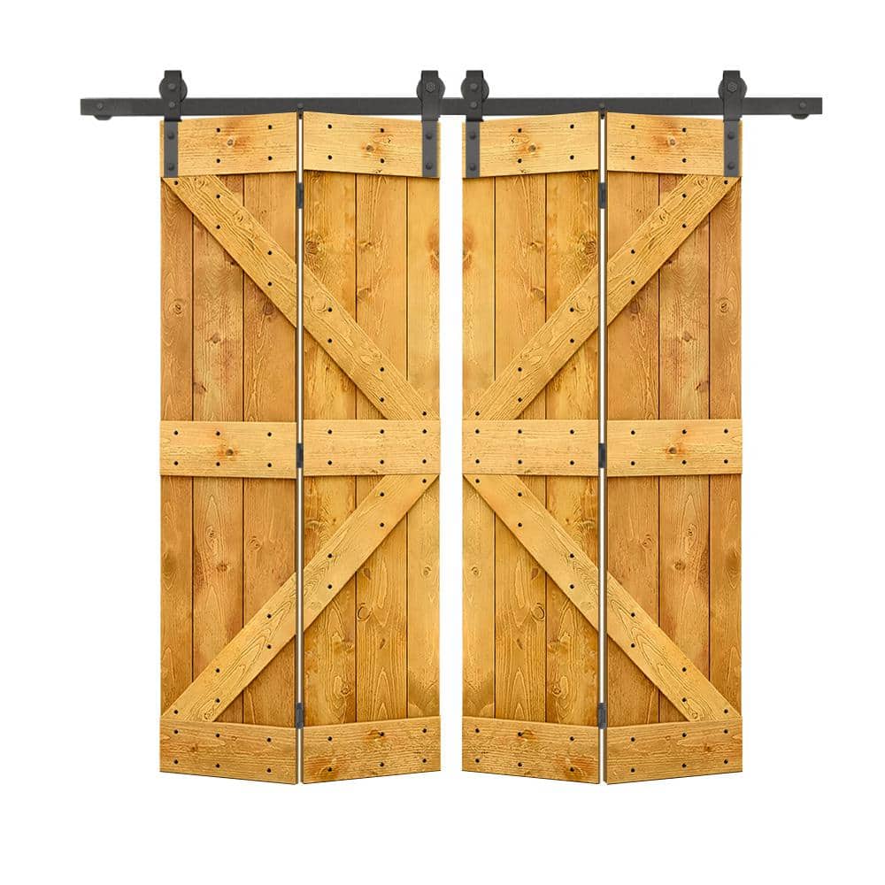 48 in. x 84 in. K Series Solid Core Colonial Maple Stained DIY Wood Double Bi-Fold Barn Doors with Sliding Hardware Kit price history on PriceWatchPro