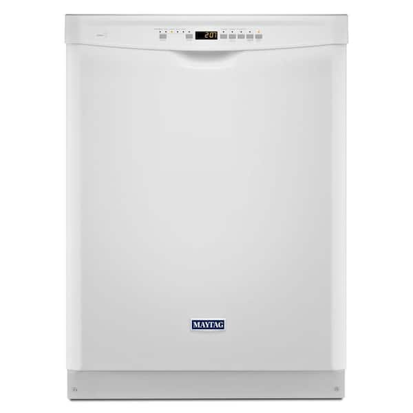 Maytag 24 in. Front Control Built-in Tall Tub Dishwasher in White with Stainless Steel Tub and Steam Cleaning