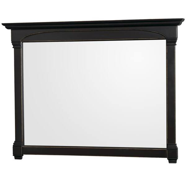 Wyndham Collection Andover 56 in. W x 41 in. H Framed Rectangular Bathroom Vanity Mirror in Black