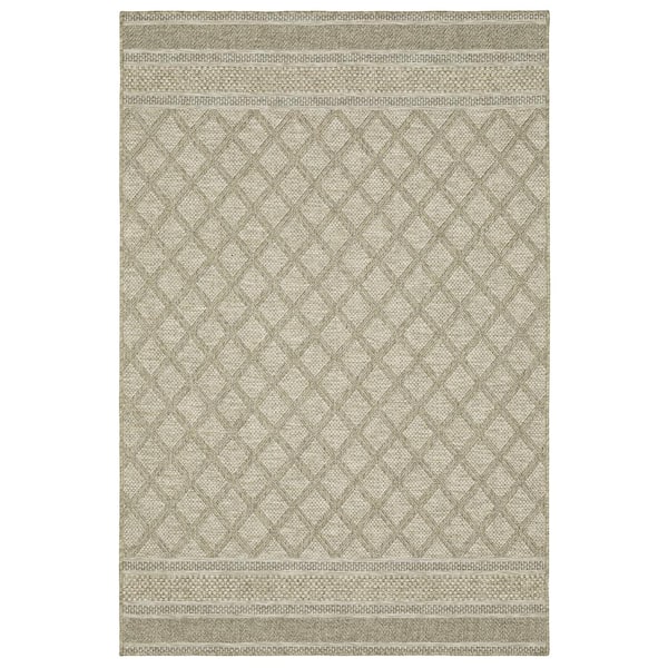 Thrasher Beige 3 ft. x 5 ft. Geometric Lattice Polypropylene Indoor/Outdoor Area Rug