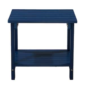Blue Rectangular Polystyrene Outdoor Side Table for Deck, Backyards, Lawns, Poolside, and Beaches