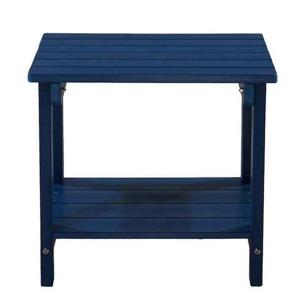 Unbranded Blue Rectangular Polystyrene Outdoor Side Table for Deck, Backyards, Lawns, Poolside, and Beaches