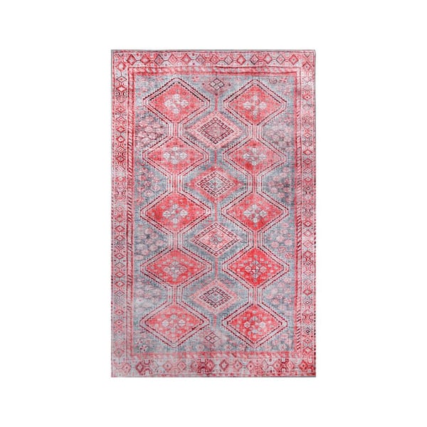 SUPERIOR Pershing Crimson Red 5 ft. 7 in. x 8 ft. 9 in. Boho Geometric Diamonds Polyester Area Rug