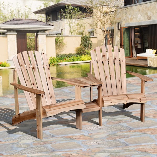 Outsunny Outdoor Wood Adirondack Chair Patio Chaise Lounge Deck Reclined Bench 