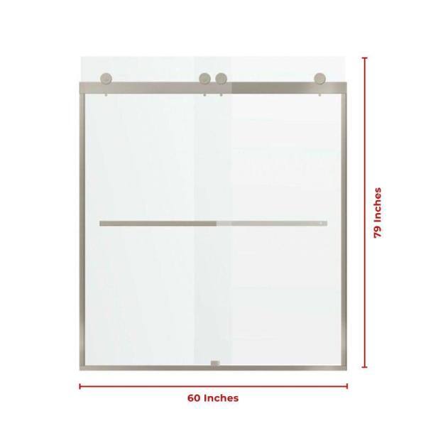 Portofino 56-60 in. W x 79 in. H Double Sliding Frameless Shower Door with 3/8 in. Thickness Clear Tempered Glass