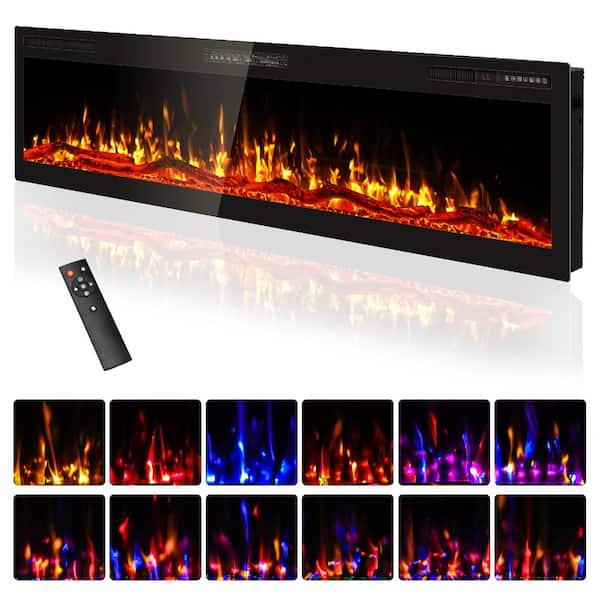 EAG EAG 68 in. Recessed and Wall-Mounted Linear Electric Fireplace