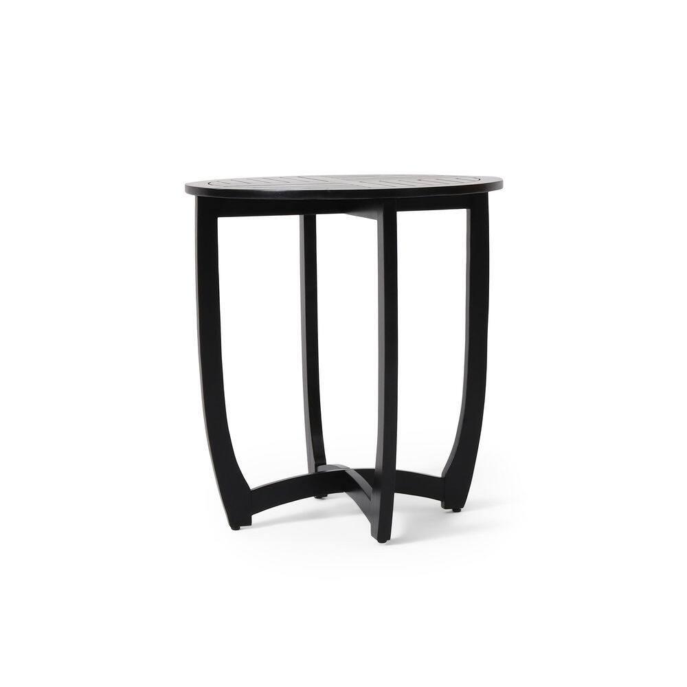 Tavon Black Acacia Wood Round Bistro Table