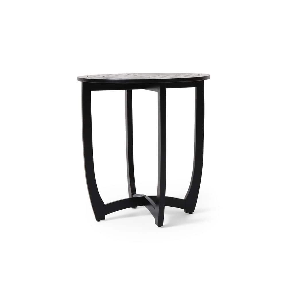 Tavon Black Acacia Wood Round Bistro Table