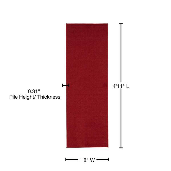 Ottomanson Ottohome Collection Non-Slip Rubberback Modern Solid 2x5 Indoor  Runner Rug, 1 ft. 8 in. x 4 ft. 11 in., Red OTH8400-20X59 - The Home Depot