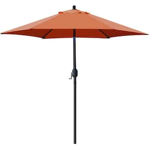 7.5 ft. Patio Umbrella Outdoor Table Market Umbrella with Push Button Tilt/Crank, 6 Ribs in Orange