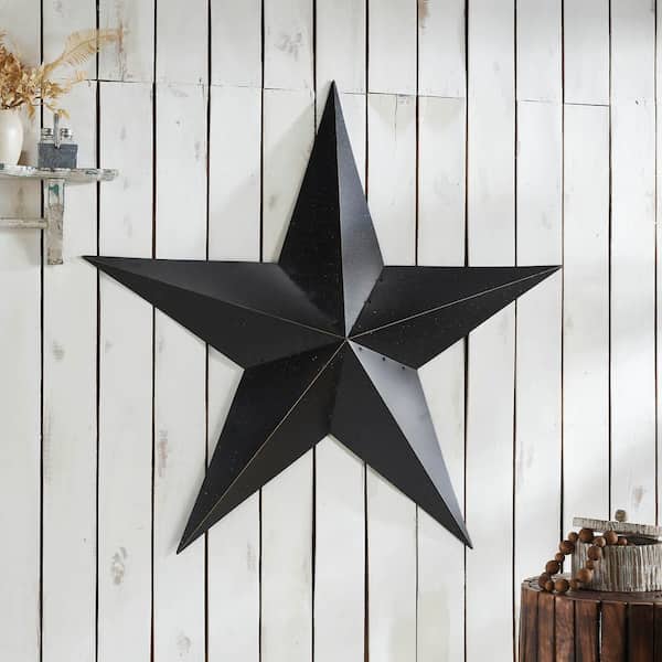 1-Piece 48 in. x 48 in. Speckled Black Distressed Metal Star Wall Decor