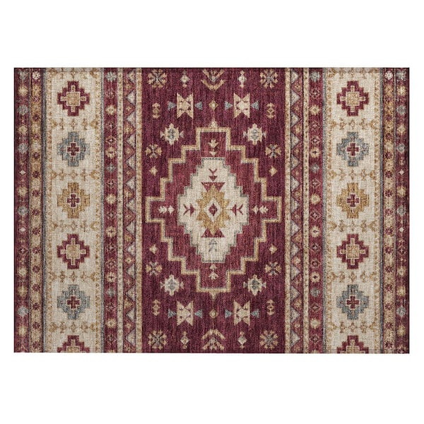 Chantille Machine Washable Indoor/Outdoor Abstract ACN3125 Burgundy 2 ft. x 3 ft. Accent Rug