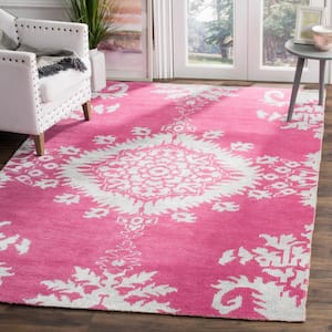 Stone Wash Fuchsia Doormat 3 ft. x 5 ft. Floral Area Rug