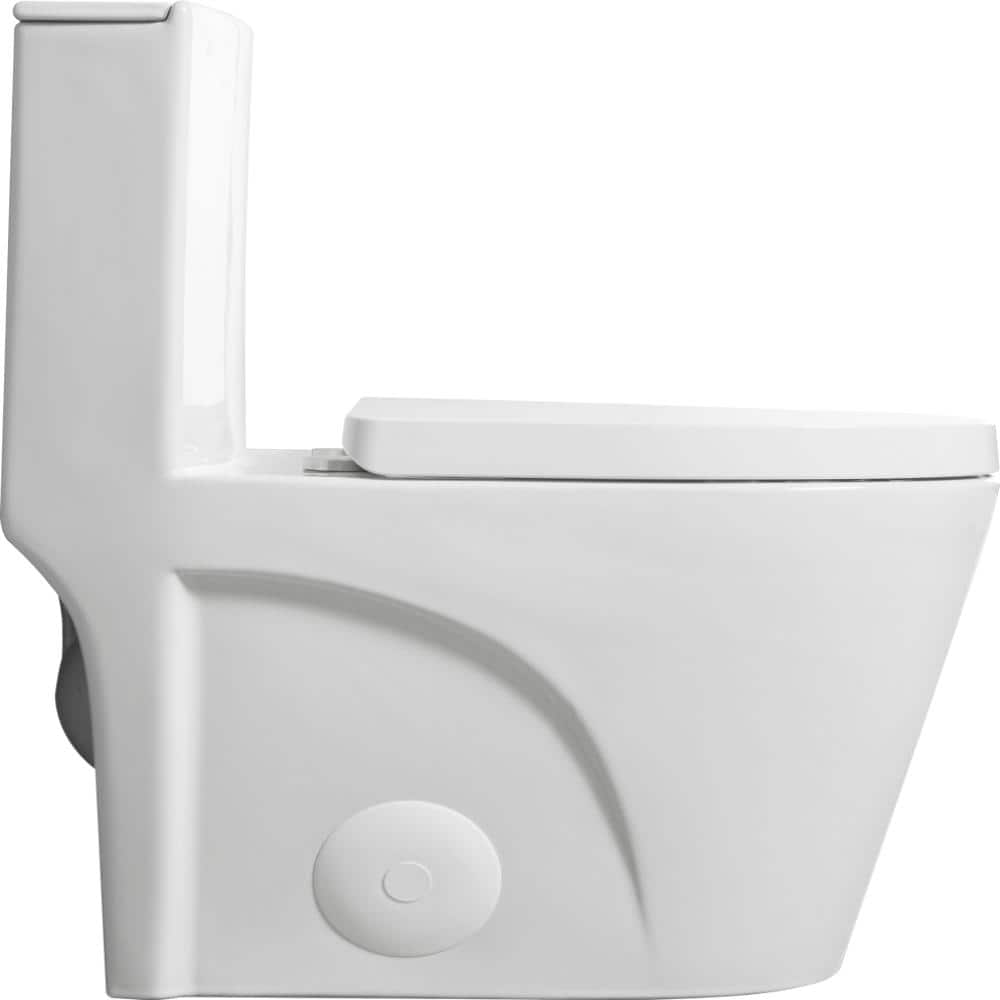 Luxury 1-Piece Dual Flush Elongated Toilet with Soft Close Seat, 1.1/1.6 GPF Modern Toilet in Glossy White price history on PriceWatchPro