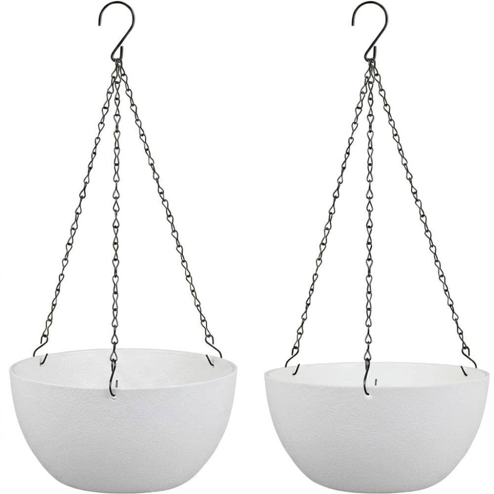 "Set of 2 10"" White Hanging Plant Pots with Chain & Drainage Holes" price history on PriceWatchPro