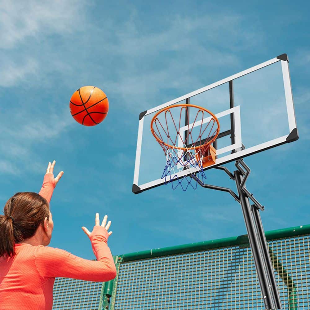 Adjustable Height Portable Multicolor Basketball Hoop with Fillable Base