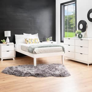 Pheba 4-Piece White wood frame Platform Twin Bed, 6-Drawer Dresser and 2 (2-drawer) Nightstand (Set of 2) Bedroom Set