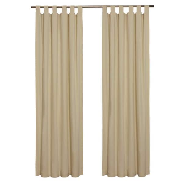 THERMALOGIC Weathermate Tab Top Khaki Cotton Smooth 40 in. W x 72 in. L Tab Top Indoor Room Darkening Curtain (Double Panels)