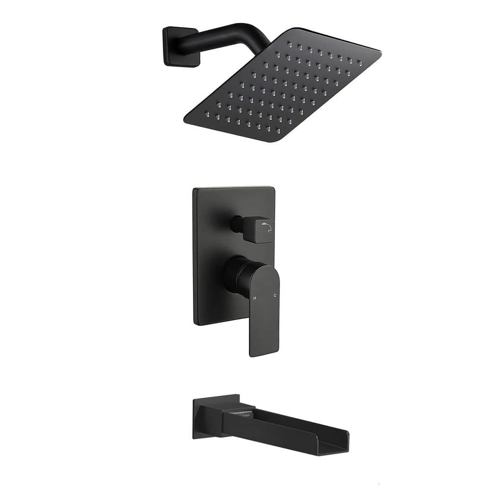 Single Handle 1-Spray Tub and Shower Faucet 2.5 GPM in Matte Black with 8 in. Shower Head Valve Included price history on PriceWatchPro