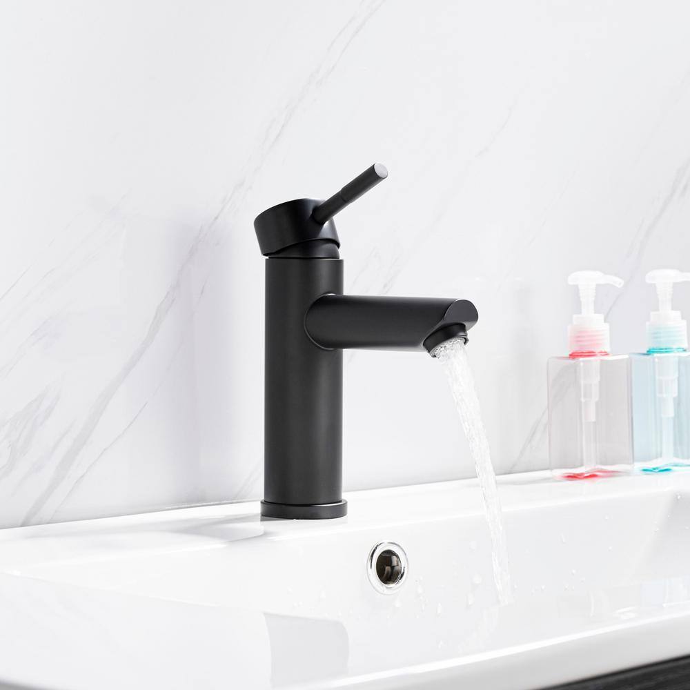 Matte Black Stainless Steel Single-Handle Bathroom Faucet