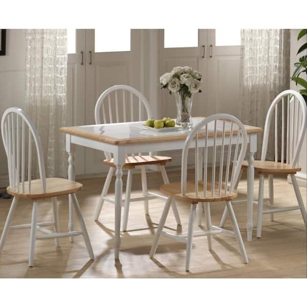 Boraam 5-Piece White and Natural Dining Set