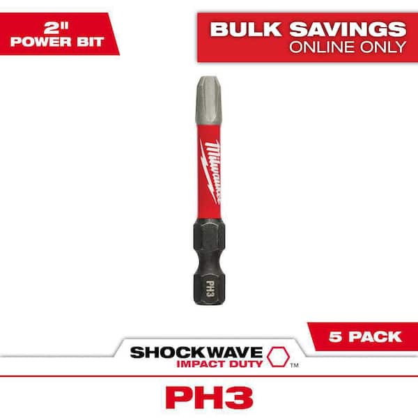 SHOCKWAVE Impact Duty 2 in. Phillips #3 Alloy Steel Screw Driver Bit (5-Pack)