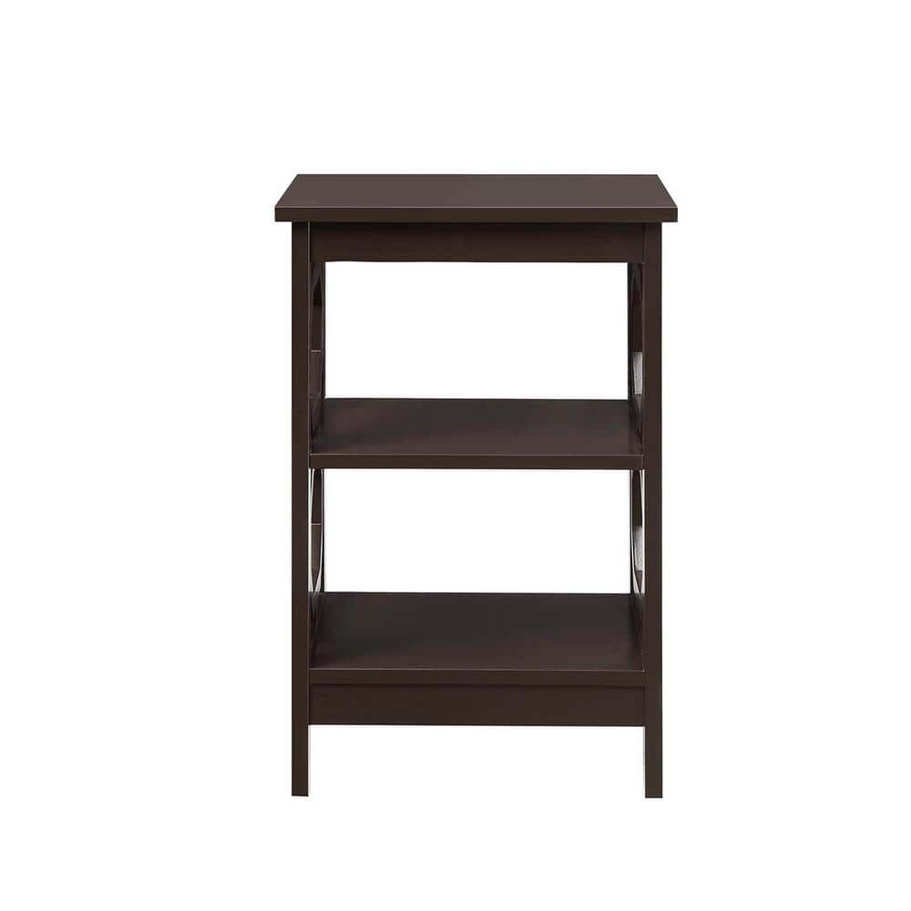 Espresso Square End Table with Octagon Cut Outs