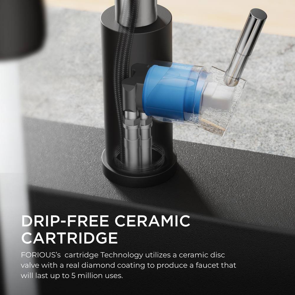Black Chrome Single Handle Pull Down Kitchen Faucet with Soap Dispenser