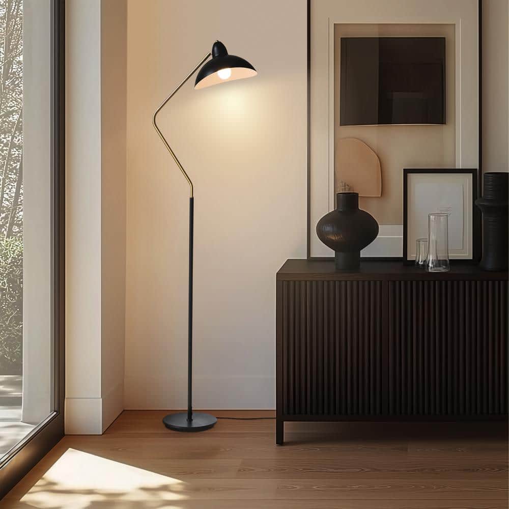 Arcadian Swoop Adjustable Black LED Floor Lamp for Kids